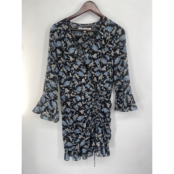 VERONICA BEARD SEAN FLORAL JACQUARD SILK MINIDRESS LONG SLEEVE SIZE 4 - Picture 2 of 6